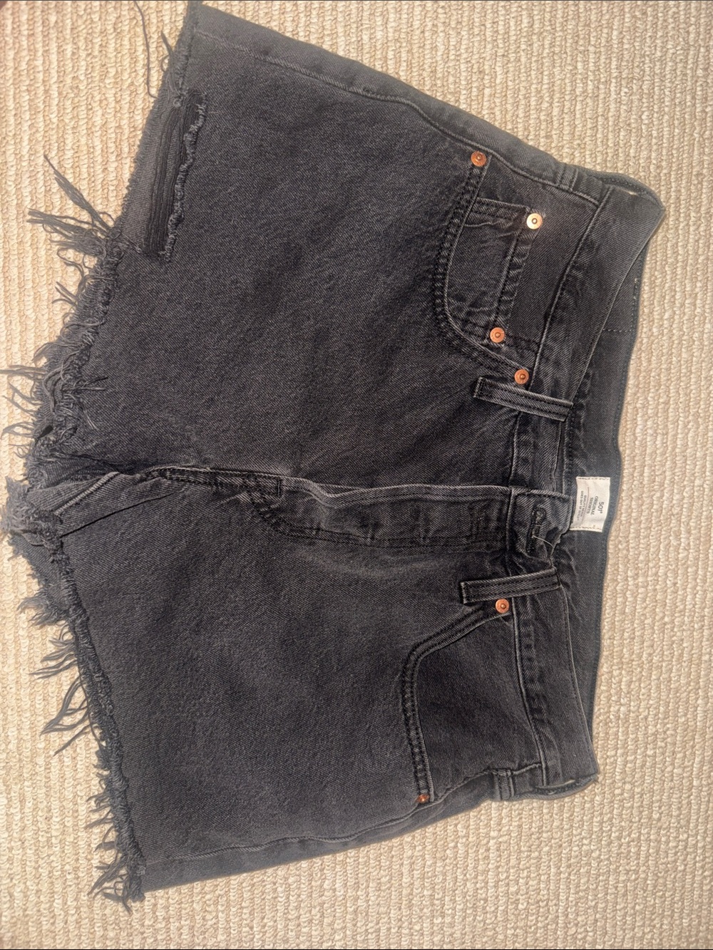 Levi's Black Frayed Hem High-Rise Denim Shorts